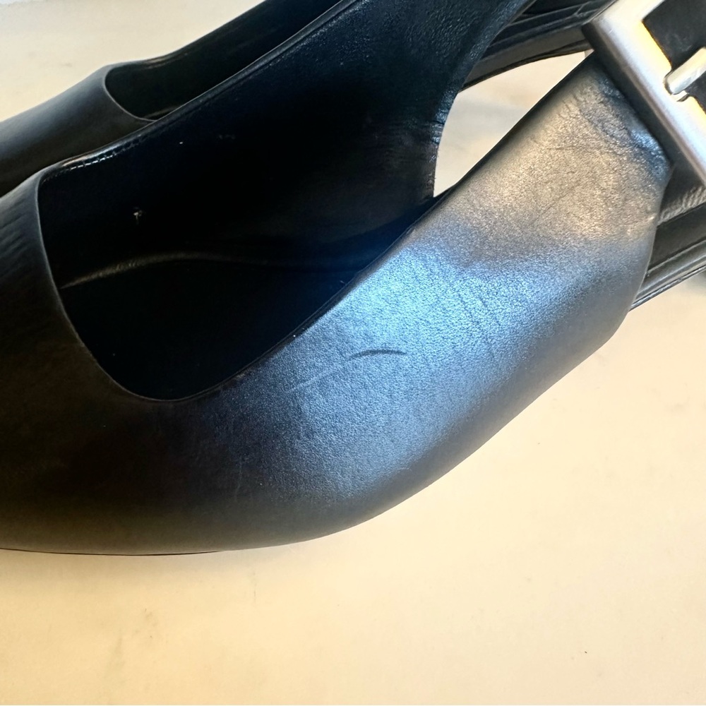 Vince Black Shasta Kitten Heel Slingback Heels - Picture 7 of 10